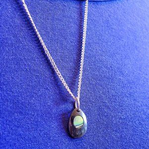 21" Silver Tone Bear Paw Abalone Shell Pendant Necklace Tony Alexander Jewelry